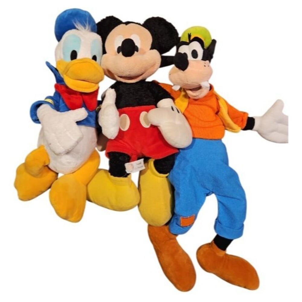 Disney Mickey Mouse Donald Duck Goofy Plush Lot 3 Stuffed Animals 14-20 inches